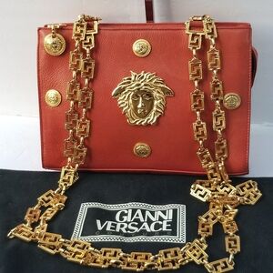 Iconic 90'S  RARE Gianni Versace Couture MEDUSA  Greek keys chain bag